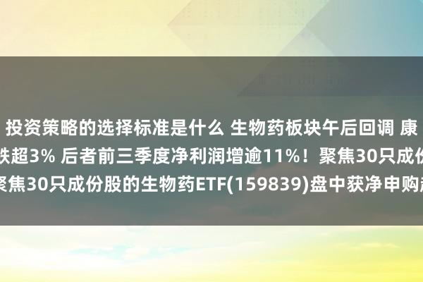 投资策略的选择标准是什么 生物药板块午后回调 康龙化成、爱好意思客跌超3% 后者前三季度净利润增逾11%！聚焦30只成份股的生物药ETF(159839)盘中获净申购超400万份