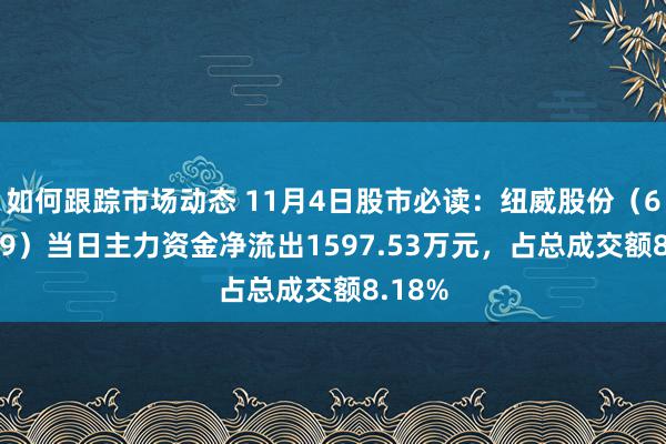 如何跟踪市场动态 11月4日股市必读：纽威股份（603699）当日主力资金净流出1597.53万元，占总成交额8.18%