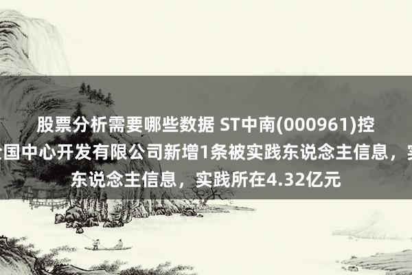 股票分析需要哪些数据 ST中南(000961)控股的南通中南新全国中心开发有限公司新增1条被实践东说念主信息，实践所在4.32亿元