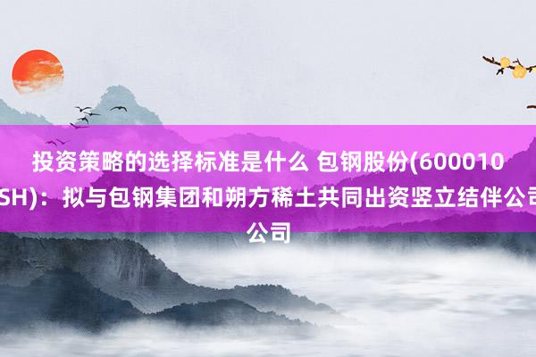 投资策略的选择标准是什么 包钢股份(600010.SH)：拟与包钢集团和朔方稀土共同出资竖立结伴公司