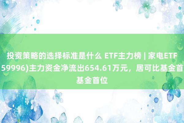 投资策略的选择标准是什么 ETF主力榜 | 家电ETF(159996)主力资金净流出654.61万元，居可比基金首位