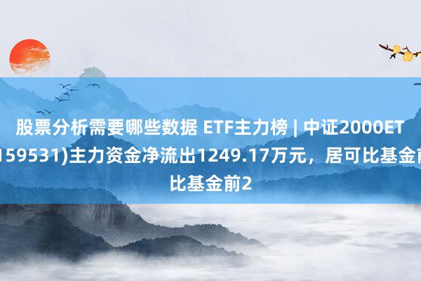 股票分析需要哪些数据 ETF主力榜 | 中证2000ETF(159531)主力资金净流出1249.17万元，居可比基金前2