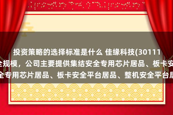 投资策略的选择标准是什么 佳缘科技(301117.SZ)：在集结信息安全规模，公司主要提供集结安全专用芯片居品、板卡安全平台居品、整机安全平台居品等