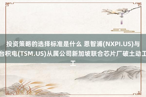 投资策略的选择标准是什么 恩智浦(NXPI.US)与台积电(TSM.US)从属公司新加坡联合芯片厂破土动工