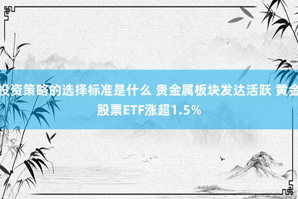 投资策略的选择标准是什么 贵金属板块发达活跃 黄金股票ETF涨超1.5%