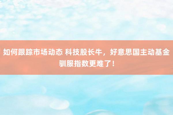 如何跟踪市场动态 科技股长牛，好意思国主动基金驯服指数更难了！