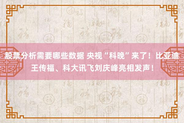 股票分析需要哪些数据 央视“科晚”来了！比亚迪王传福、科大讯飞刘庆峰亮相发声！