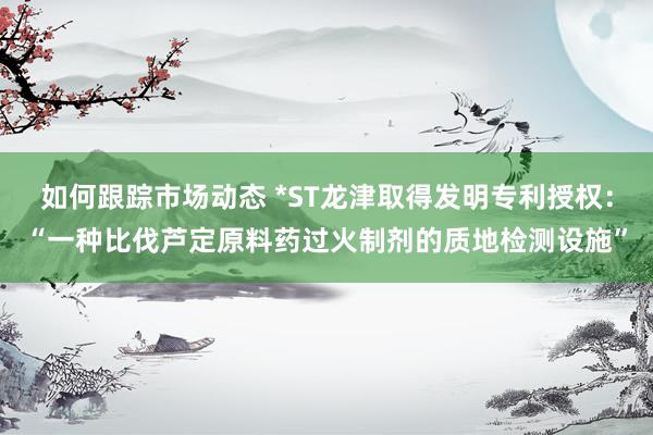 如何跟踪市场动态 *ST龙津取得发明专利授权：“一种比伐芦定原料药过火制剂的质地检测设施”