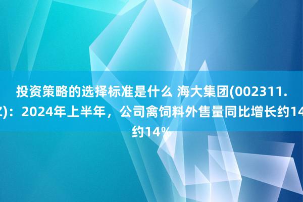 投资策略的选择标准是什么 海大集团(002311.SZ)：2024年上半年，公司禽饲料外售量同比增长约14%