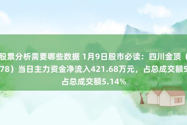 股票分析需要哪些数据 1月9日股市必读：四川金顶（600678）当日主力资金净流入421.68万元，占总成交额5.14%