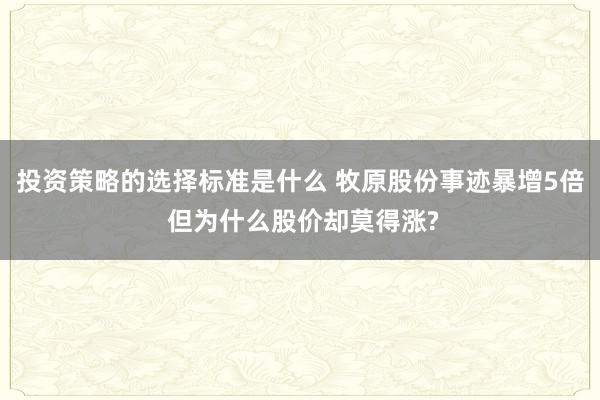 投资策略的选择标准是什么 牧原股份事迹暴增5倍 但为什么股价却莫得涨?