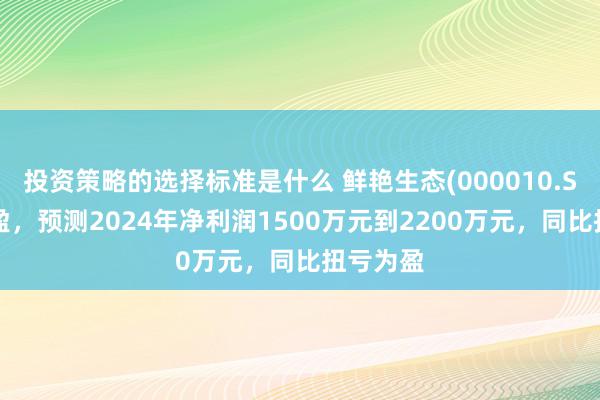 投资策略的选择标准是什么 鲜艳生态(000010.SZ)发预盈，预测2024年净利润1500万元到2200万元，同比扭亏为盈