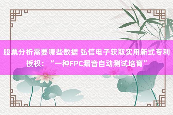 股票分析需要哪些数据 弘信电子获取实用新式专利授权：“一种FPC漏音自动测试培育”