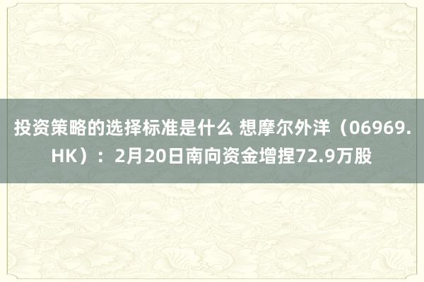 投资策略的选择标准是什么 想摩尔外洋（06969.HK）：2月20日南向资金增捏72.9万股