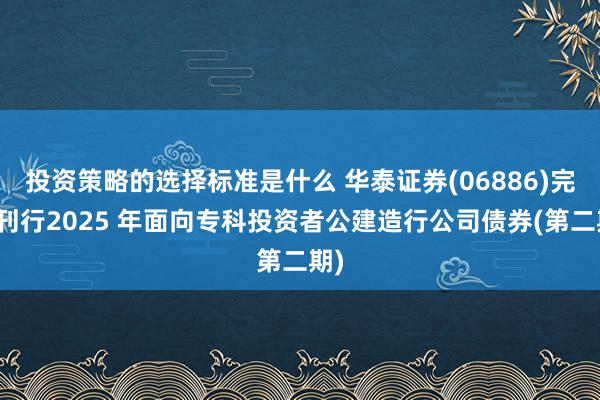 投资策略的选择标准是什么 华泰证券(06886)完成刊行2025 年面向专科投资者公建造行公司债券(第二期)