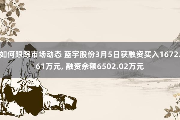 如何跟踪市场动态 蓝宇股份3月5日获融资买入1672.61万元, 融资余额6502.02万元