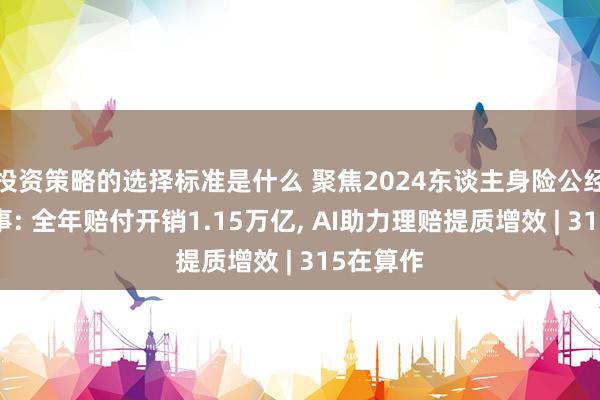 投资策略的选择标准是什么 聚焦2024东谈主身险公经理赔处事: 全年赔付开销1.15万亿, AI助力理赔提质增效 | 315在算作