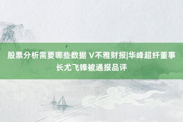 股票分析需要哪些数据 V不雅财报|华峰超纤董事长尤飞锋被通报品评