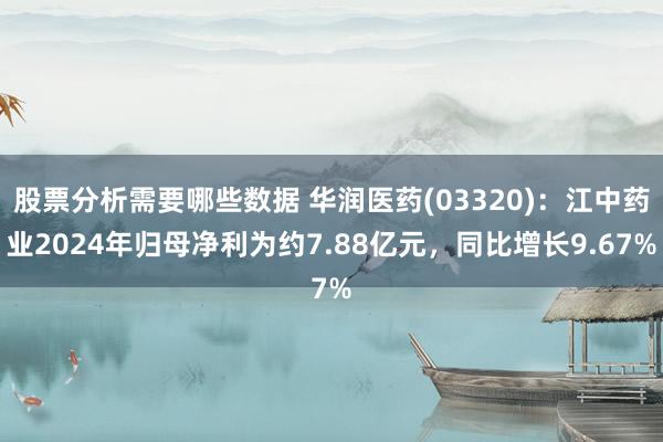 股票分析需要哪些数据 华润医药(03320)：江中药业2024年归母净利为约7.88亿元，同比增长9.67%